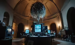 this is an image of a television and monitor room