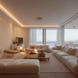 the living room is clean and empty of people