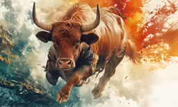 a picture of a big bull in the water