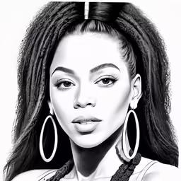 a black and white portrait of a woman with long hair