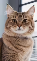 a brown tabby cat is sitting in a window sill