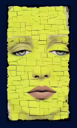 a face in the shape of a yellow grid