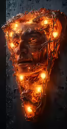 an old man is lit up with candles