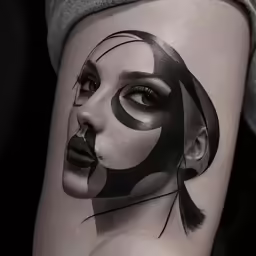 a woman wearing a face mask with black hair