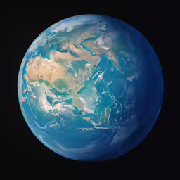 the blue marbled planet in space, with africa and asia
