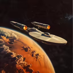 an old photo of two ships in the sky
