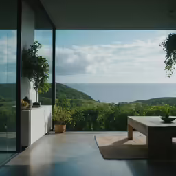 a table outside with plants near by
