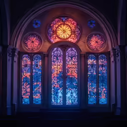 a close up of a stained glass window