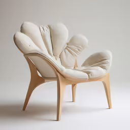 the chair has two pillows placed on the back of it