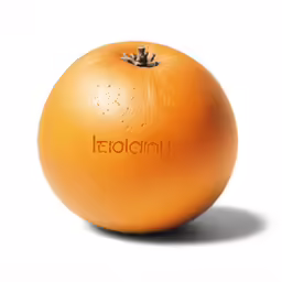 an orange fruit is shown against a white background