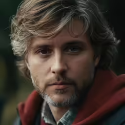there is a man with grey hair and brown eyes