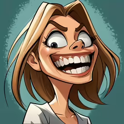 a drawing of a smiling girl in white shirt