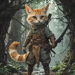an orange tabby cat with a bow and arrows on