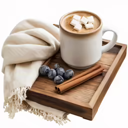coffee mug with marshmallows on top and cinnamon sticks