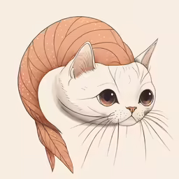 a cat wearing a red hat with feather hair