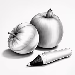 pencil drawing of a pencil and an apple