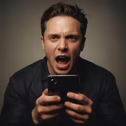 a man using his cell phone and yelling