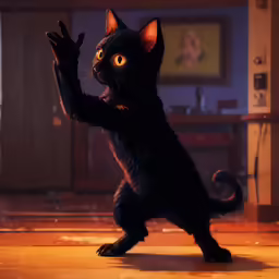 a cat that is standing up in the room