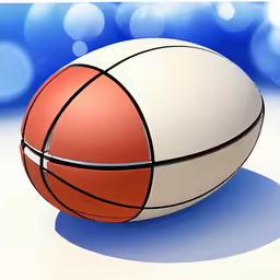 a white and brown basketball ball with black stripes on the side
