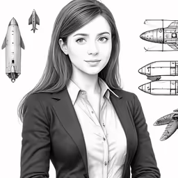 a drawing of a lady wearing a suit