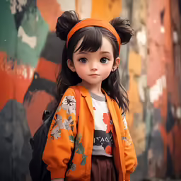a close up of a doll wearing a head band