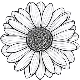 a flower drawn in pen and ink with white background,a flower with the petals facing upward,a drawing of a flower that is drawn,sunflower drawing black and white on white paper,the outline of a flower that looks like it has two petals