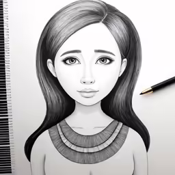 an image of a girl in pencil with her eyes shut