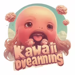 a little baby has its mouth open and looks like a kawaii dreaming