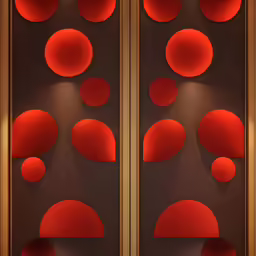 there are red circular lights on this wall