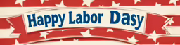 red, white and blue banner with stars in the background