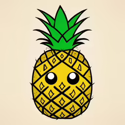 a drawing of a pineapple made to look like a smiley face