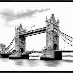 a vintage black and white photo of the tower bridge