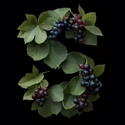 fresh berries with leaves are arranged in the shape of a ring