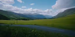 a curve of a road in the middle of a field