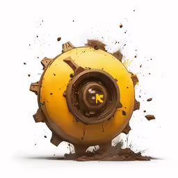 a yellow machine on a white background