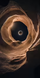a ring of rock and sky with stars