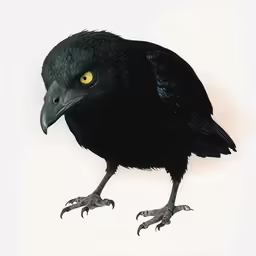 a large black bird on a white background
