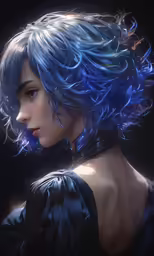an image of a person wearing blue hair