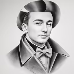 a man wearing a hat with a bow tie