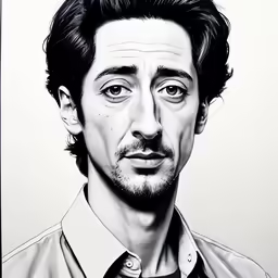 black and white drawing of a man with a beard