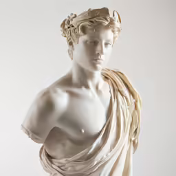 a very fancy white marble bust wearing a shawl