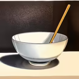 an illustration of a bowl and a spoon sitting side by side