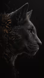the black cat with the long nose is staring ahead