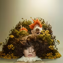 two images of a woman with curly hair
