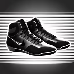 the shoe on top of a shiny black and white background