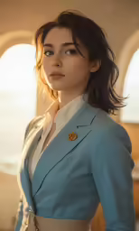 a very young woman in her own business suit
