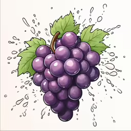 a purple grapes fruit is shown with water splashing over it