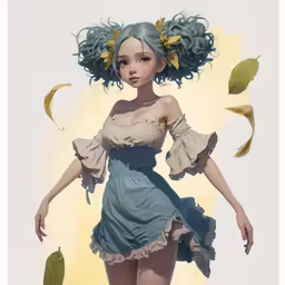 an image of a pretty girl in blue and yellow