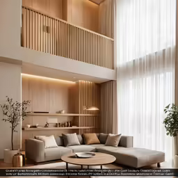 a living room filled with furniture and a large window