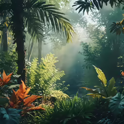 some plants and trees in the jungle